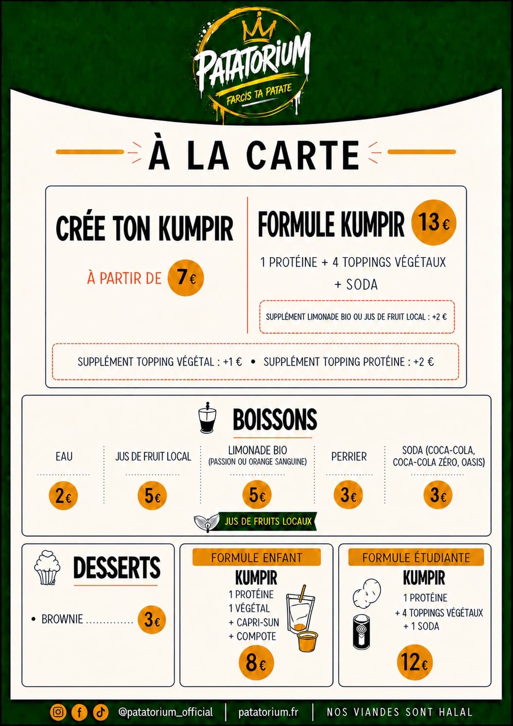Menu à la carte — Patatorium
